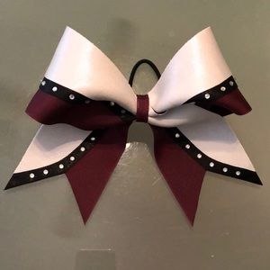 Maroon, Silver & Black Crystal Custom Cheer Bow